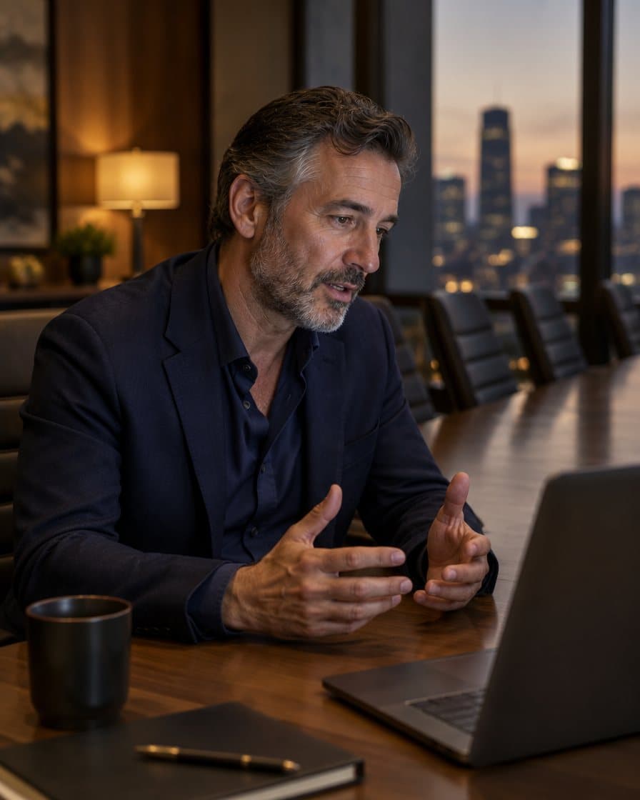 An executive on a confidential coaching call